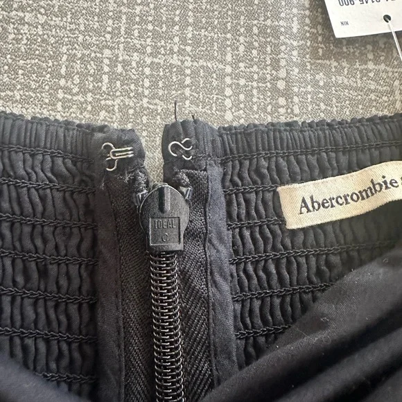 Abercrombie & Fitch Midi Dress Sz M Tall Smocked Waist Flowy Summer Dress Black - Picture 7 of 16